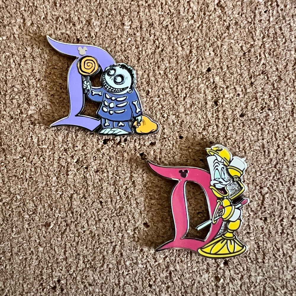 Hidden Disney Wave A Disneyland “D” Pins - Barrel and Lumière